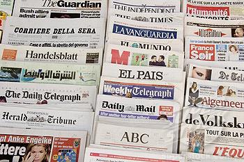 image of newspapers from multiple countries and languages